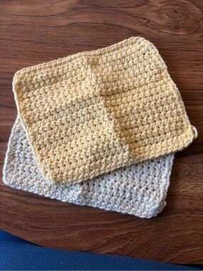 Handcrafted Yellow and Cream Crochet Kitchen Dishcloths